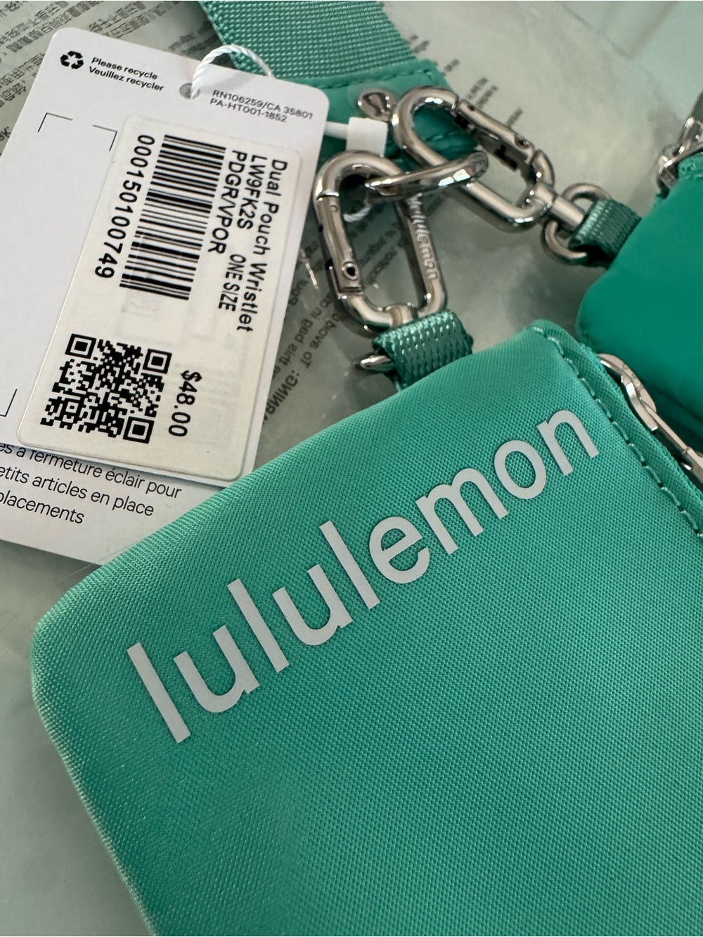 NWT - Lululemon Dual Pouch Wristlet, PDGR/VPOR